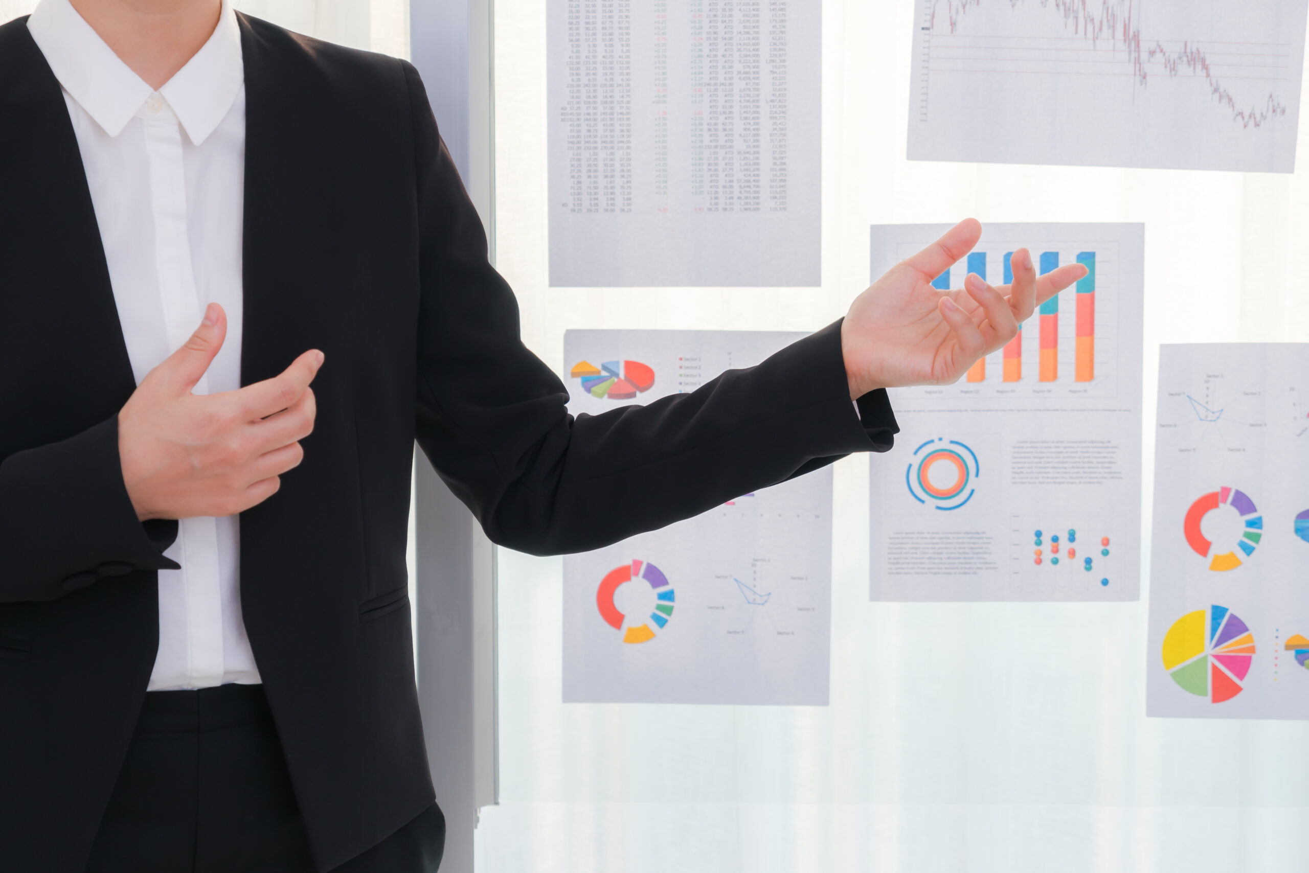 business people with finance chart